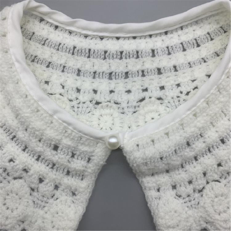 Multifunctional Detachable Fake Collar Kids Girls Knitted Flower Mini Shawl Wrap