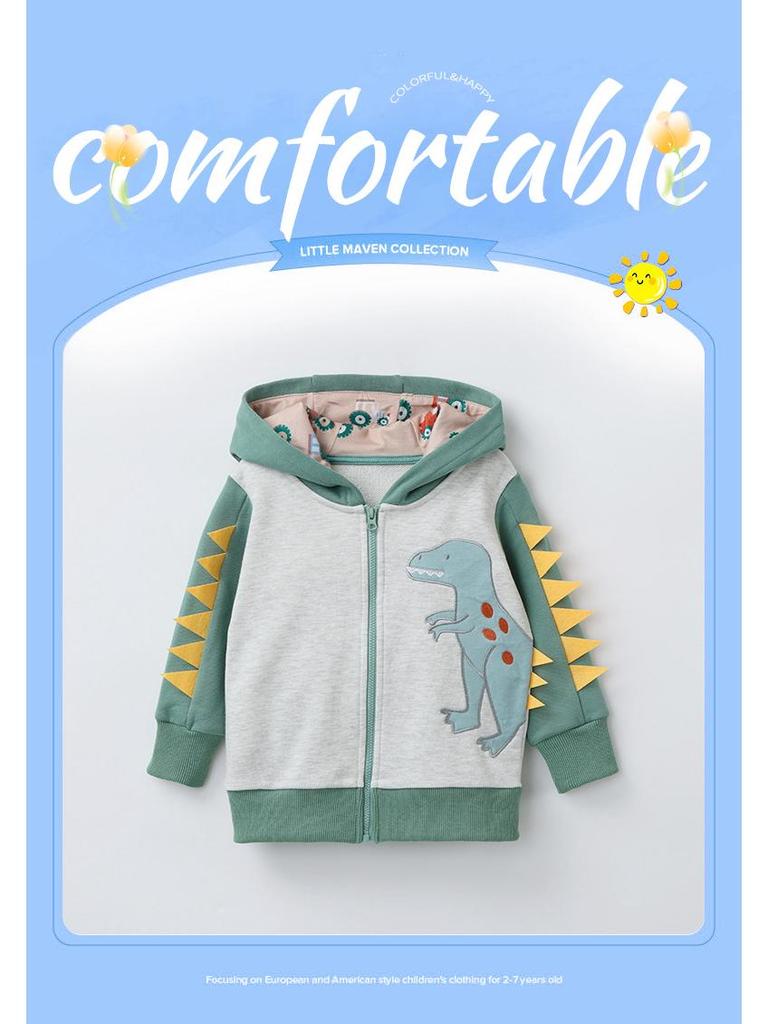 Autumn/Winter Boys' Embroidered Zipper Hoodie Jacket – European & American Style