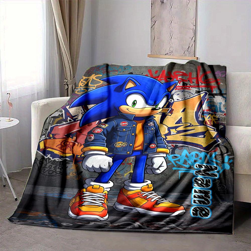 Custom 1pc Sonic Characters Celebration Blanket, Soft And Comfortable Blanket, Casual Warm, Camping Travel Blanket, Birthday Gift Q912186