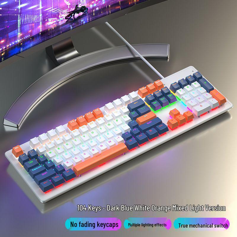 87/104 Key Mechanical Keyboard with Blue, Black, Red, Brown Switches for Gaming and Typing - Wired Universal for Desktop/Laptop