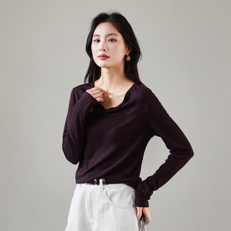 SOFSIL Women's Half-Open Collar Long Sleeve T-Shirt