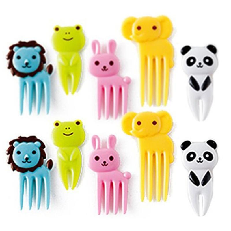 

10Pcs/Pack Lovely Mini Bento Sticks Plastic Lunch Box Decoration Sign Sticks Children Fruit Fork