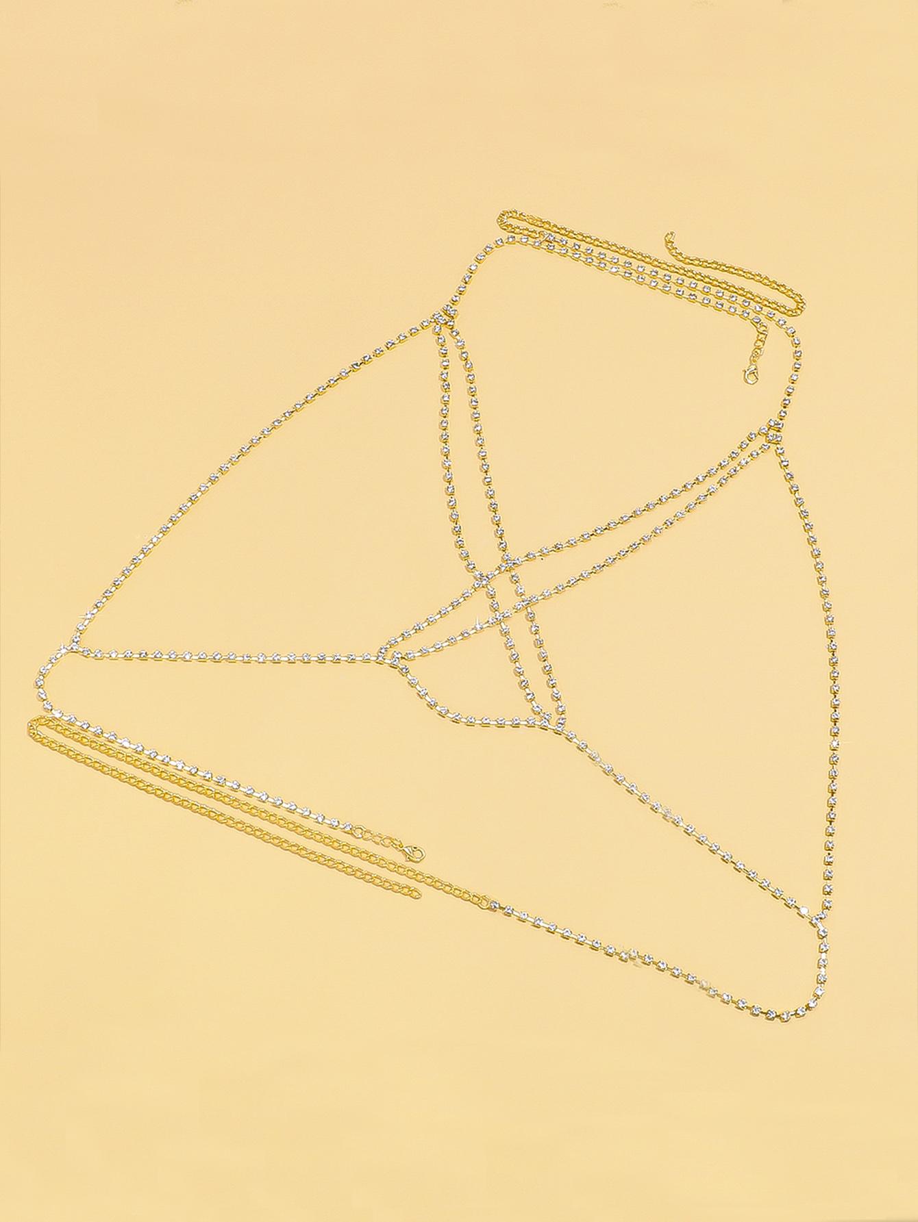 

StoneFans Trendy Sexy Wind Crystal Zircon Body Chain Crossover Jewelry Chest Bracelet Stage Jewelry For Women Party Gatherings