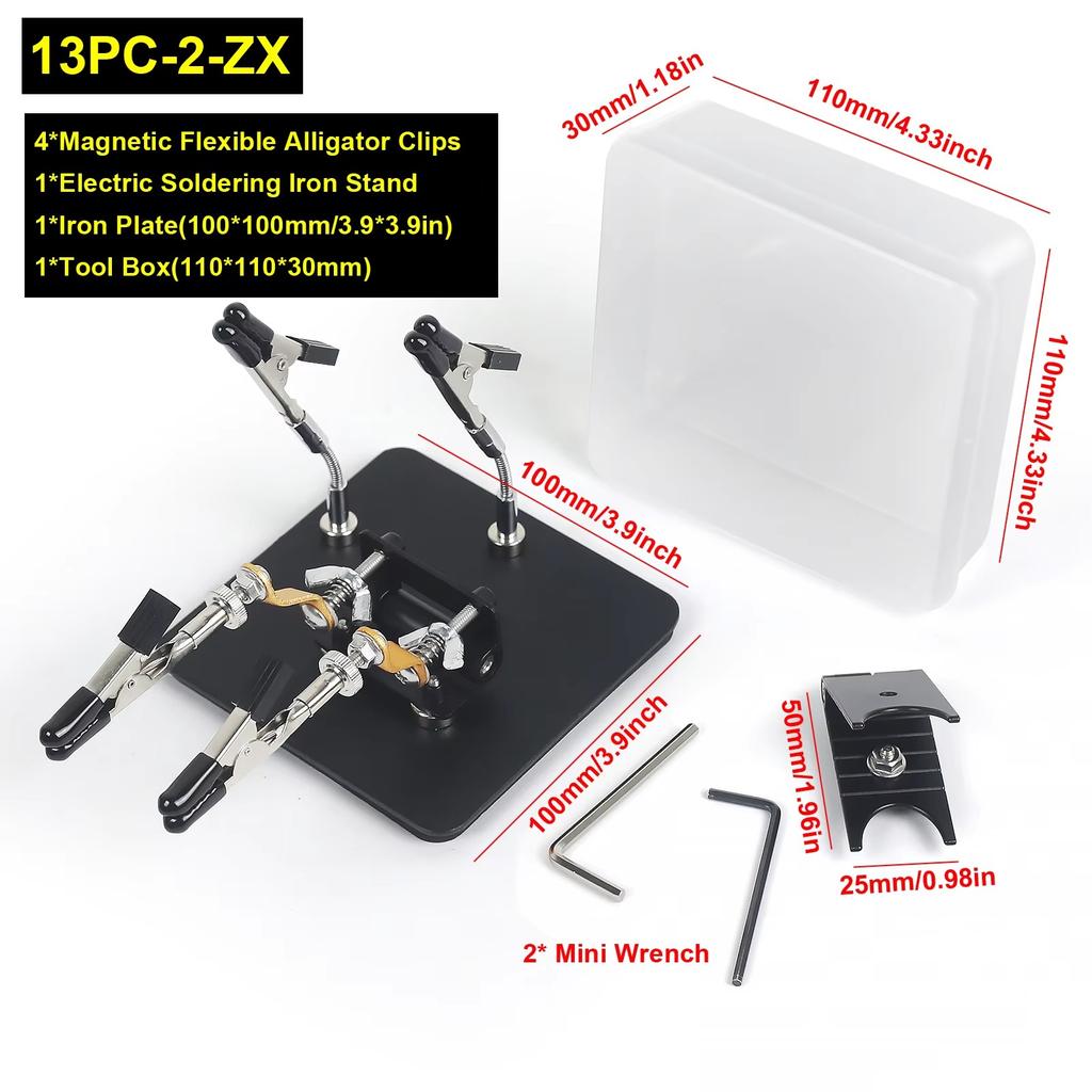 Magnetic Helping Hands Soldering Station with Adjustable PCB Holder Metal Flexible Arms Third Hand Tool for Electronic Repair