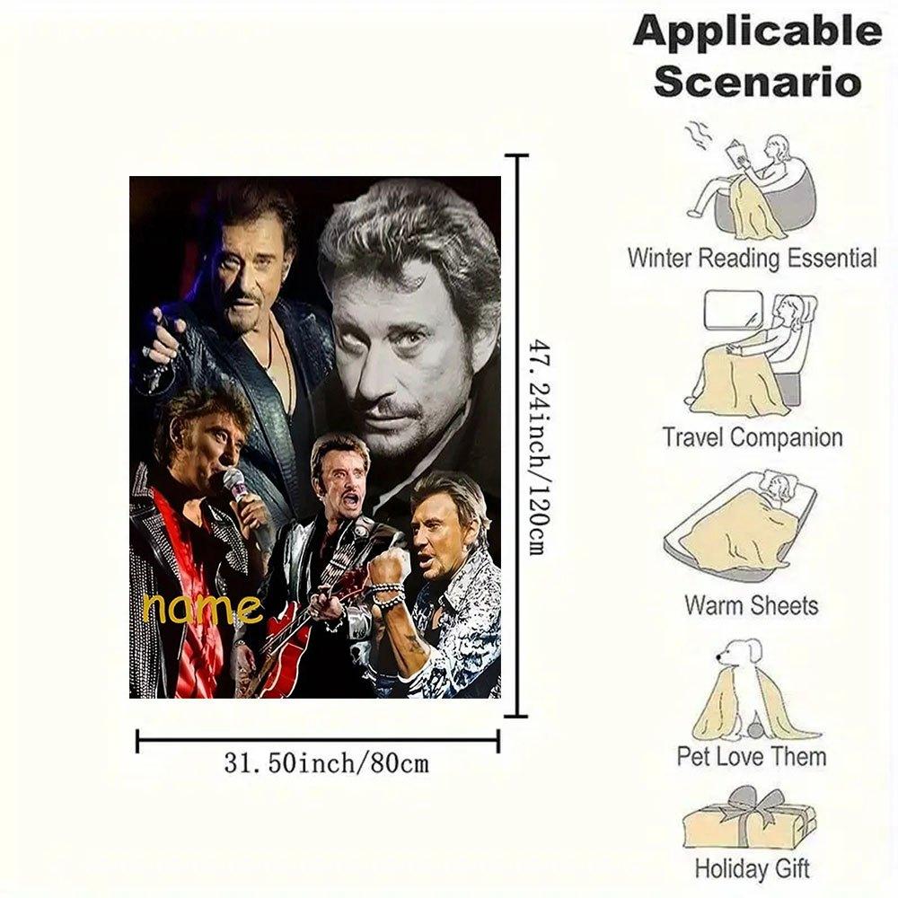 "Johnny Hallyday: The Legend Lives On - Limited Edition Poster"Blanket Flannel Throw Blanket for Sofa, Bed, Travel, Camping, Office, Couch,