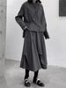 Women's Dark Style Pleated Wool Shirt: Slimming, Loose, Short, Long-Sleeved Japanese Design for Autumn & Winter