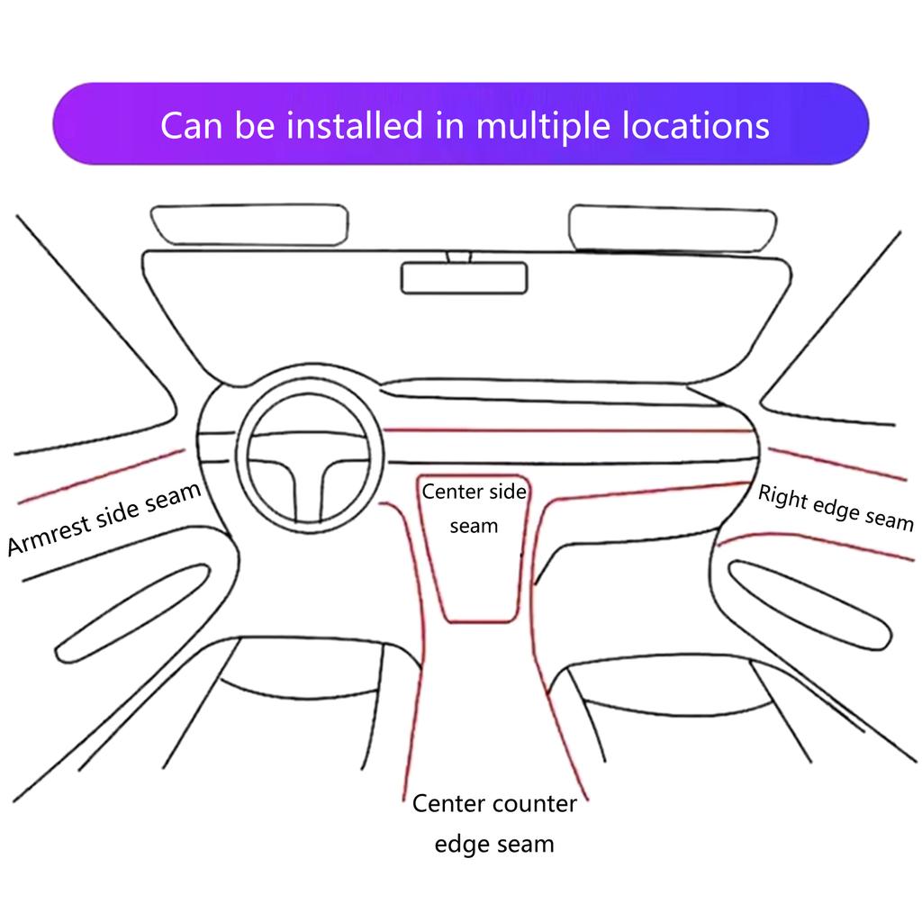 USB Car Interior Strips Lights Multicolor LED Fiber  Lighting set Simple Installation for Dashboard & Console