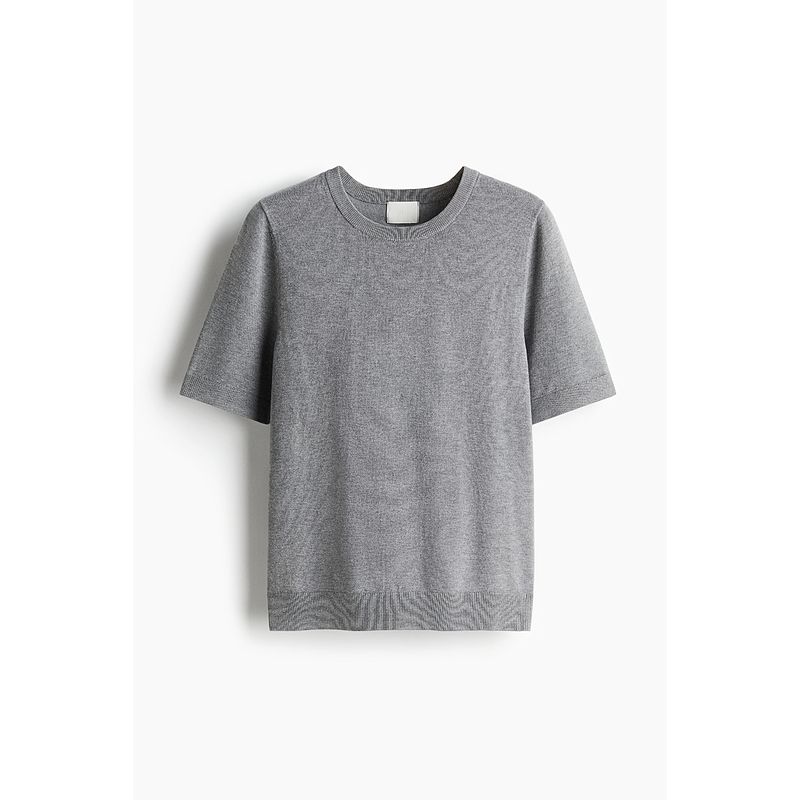 

HM 2025 Лето Новая Женская одежда Шерстяной свитер Модный круглый вырез Внутренний свитер Топ 1260797 Mixed Gray 155/80