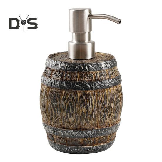 

Диспенсер для мыла в бочке из виски, многоразовый дозатор для лосьона, бутылочка для мыла в деревенском стиле для ванной комнаты, кухонного аксессуара для столешницы цвет старого дерева