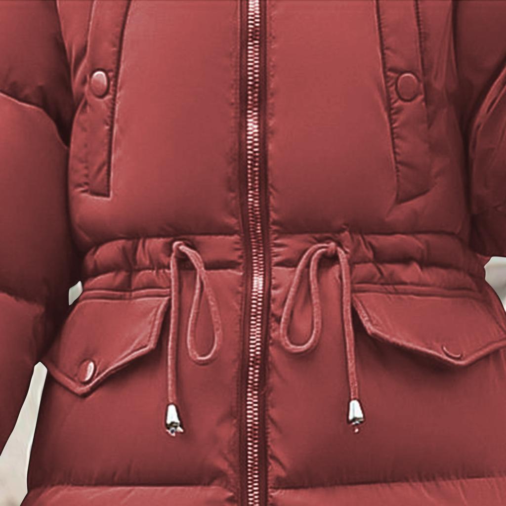 Down Jackets Women's Fluffy Hooded Neck Long Loose Parkas Coats Zip-Up High Quality Outdoor Thicken Female Warm Thermal Outwear