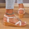 Mode Neue Damen Keilsandalen Einfarbig Neue Knöchelschnalle Rutschfeste Gladiatorschuhe Frau Mode Klobige Plateau-Sandalen