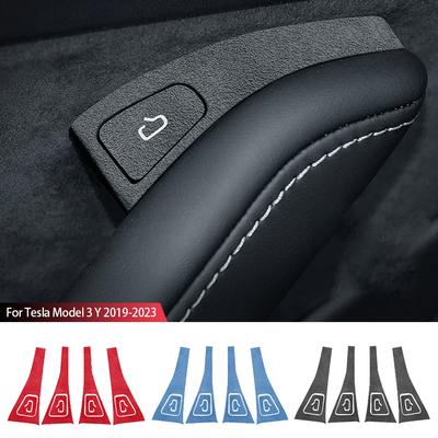 Set da 4 Pezzi Copri Pulsante Interruttore Porta Interna Auto Adesivo Decorativo Pannello di Controllo Rivestimento Scamosciato Per Modello 3 Y 2019-2023 Accessori
