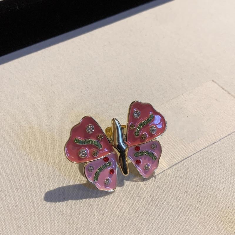 Vintage Enamel Rhinestones Insect Ring Fashion Statement Alloy Finger Ring Handcrafted Women’s Party Accessories
