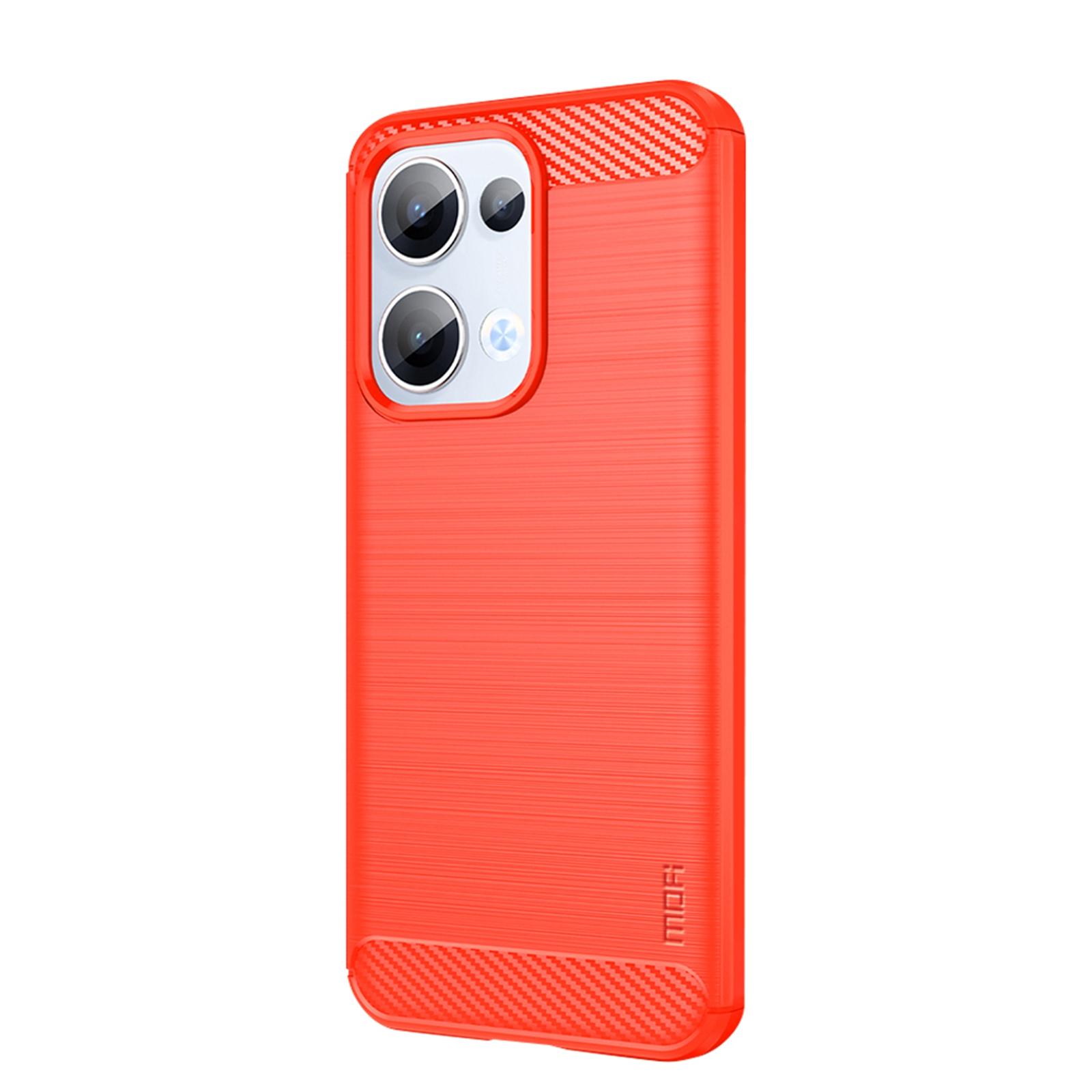

Для Oppo Reno13 5G (Глобальный) Задняя крышка MOFI с текстурой шлифованного карбонового волокна, мягкий ТПУ чехол Red