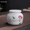 Ceramic Tea Caddy Small Mini Portable Oolong Tea Storage Tank Travel Tea Boxes Powder Sealed Jar Tea Containers Spice Candy Jar