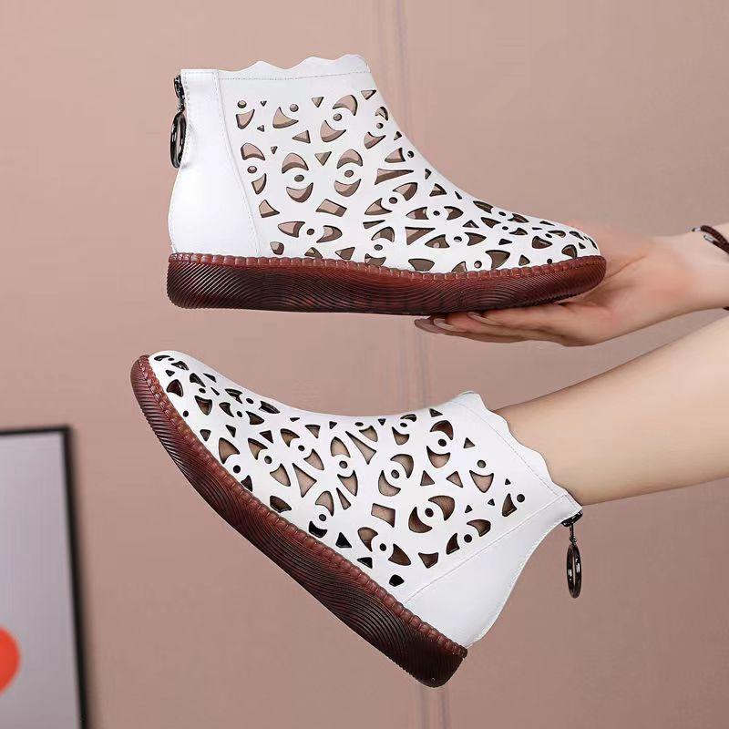 Women Boots Summer Breathable Mesh Boots Women Summer Flat Heel Ankle Boots Fashion Cut-Outs Brand Shoes Women Zapatos De Mujer