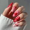 24Pcs Pink Matte French Leopard Square Coffin Press On Nails Artificial Acrylic Fake Nails For Women