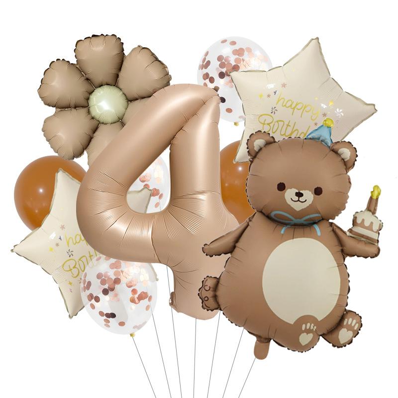 Cake Bear Birthday Hat Aluminum Film Balloon Party Background Props Daisy Birthday Kindergarten Digital Arrangement