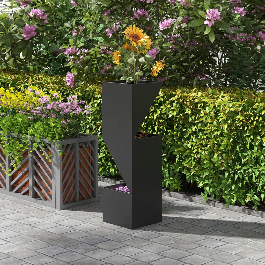 Flower Pots Indoor Plant Pots With Drainage Holes Metal Dim 30L X 30W X 100H Cm Black