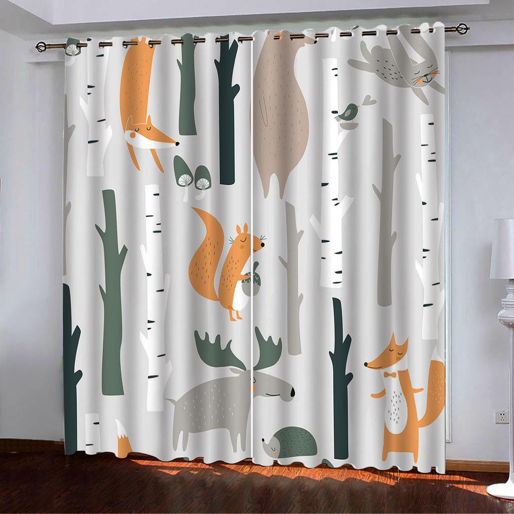 

Curtain Animal And Plant Silhouette Line Series Digital Printing High Density Shading Can Be Determined 140*100