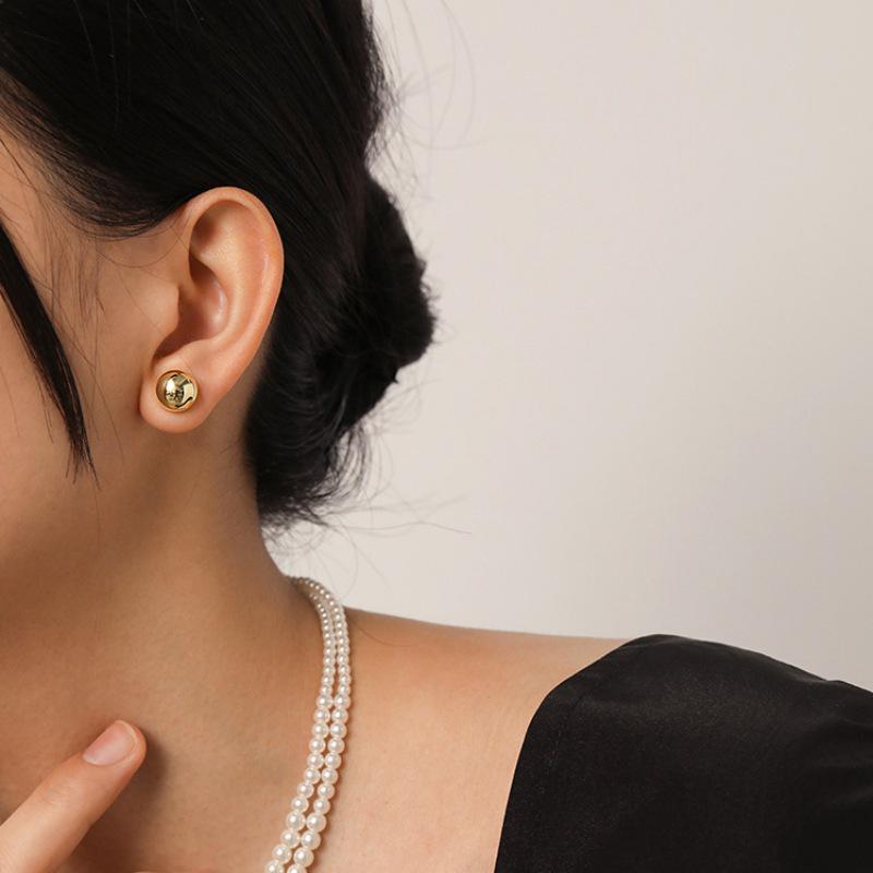 Sleek Round Stud Earrings: Fashionable, Cool, Hip Hop Style Ear Jewelry for Women