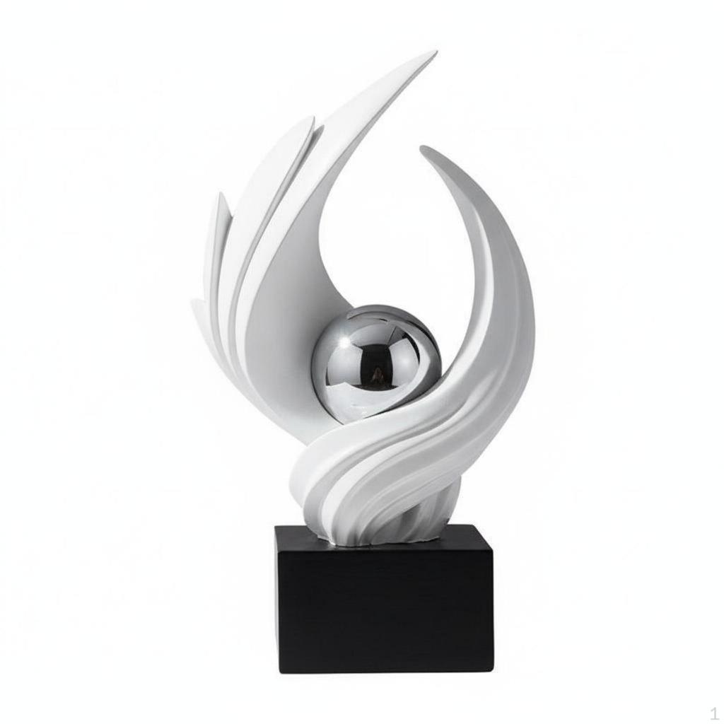 Modern Art Statue with Crystal Ball Light Luxury Design Artistic Resin Figurine