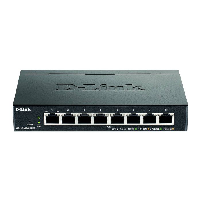 Switch réseau - DLINK - DGS-1100-08PV2/E - 8 ports Gigabit Ethernet (PoE) - VLAN - QoS - sécurité