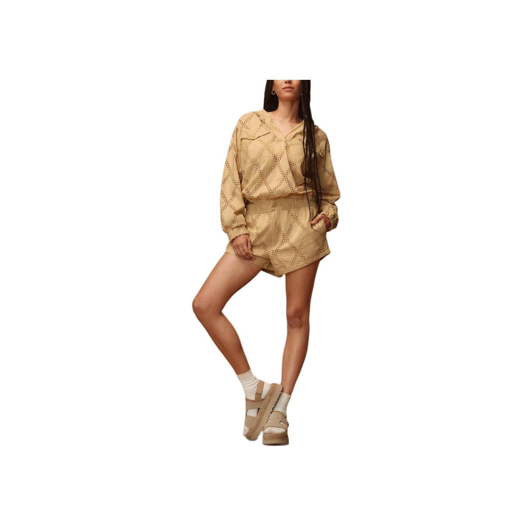 

UGG Solid Color Pullover Mesh Hollow Out Hoodie Women hoodies Nettle 1167412-NTTL XXS