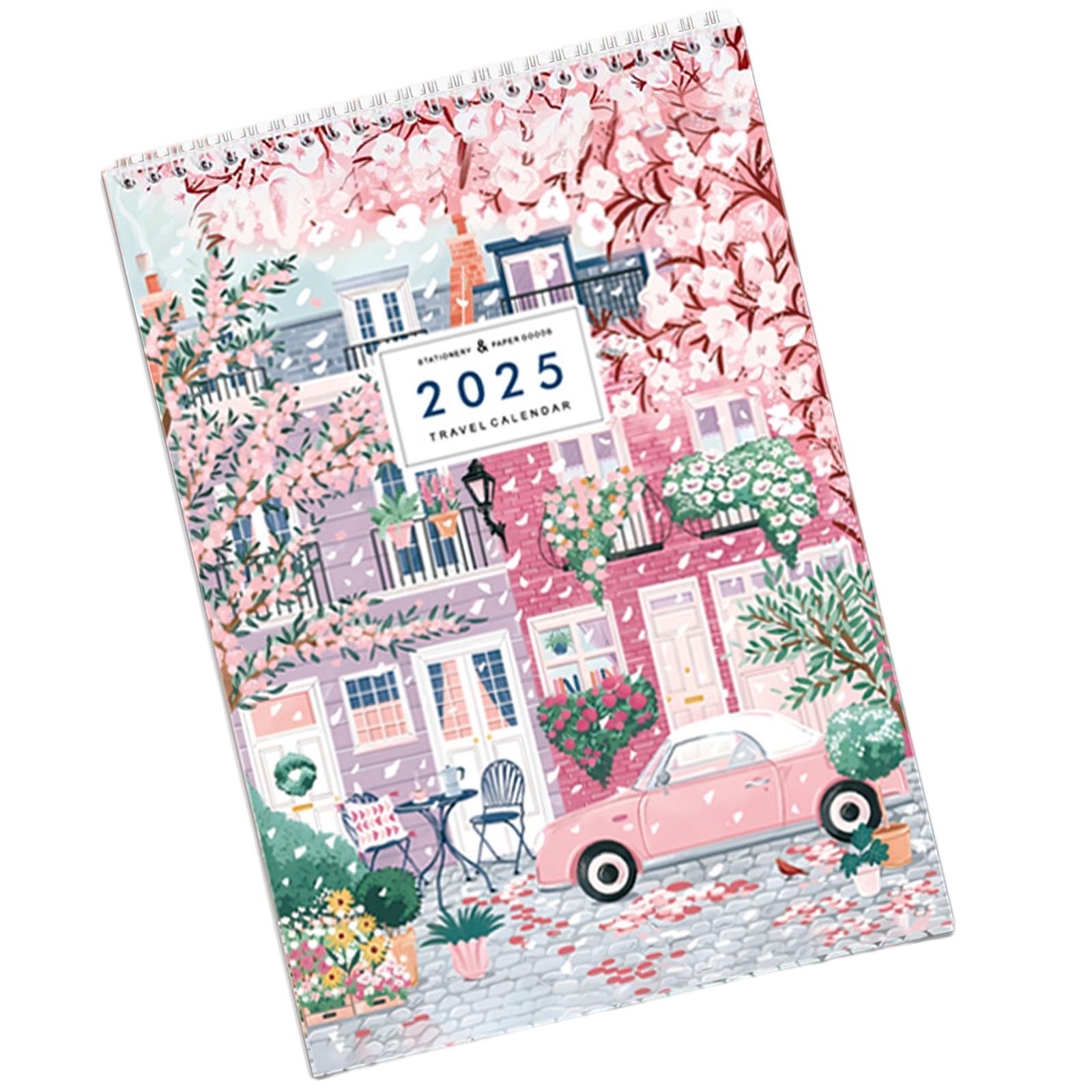 

Контрольный список путешествий на 2025 год. Календарь с двойной спиралью. Ежемесячный календарь-планировщик на 2025 год. 12 месяцев с января 2025 года по декабрь 2025 года.