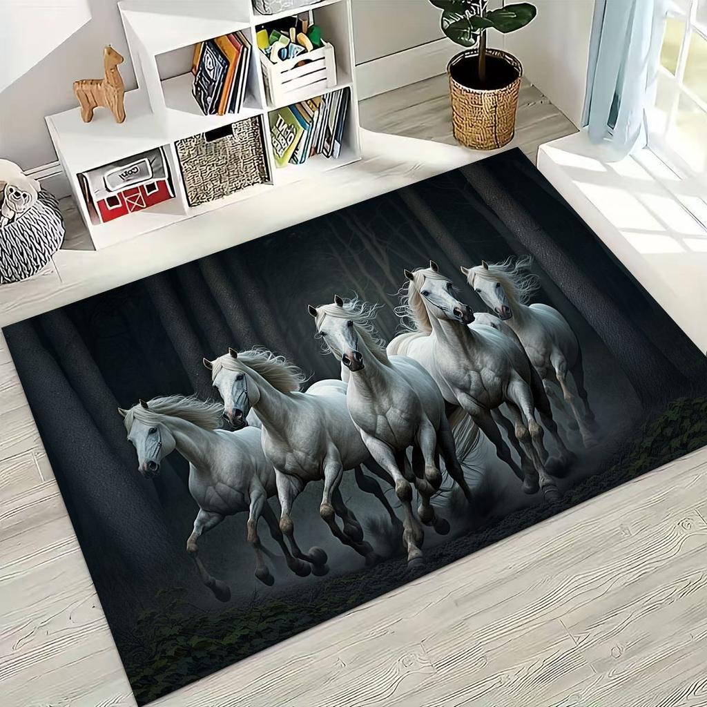 Traum Galopp Ross Pferd Mustang Cartoon Kunst Teppich Teppich für Schlafzimmer Wohnzimmer Sofa Haus Fußmatte Dekor, Kinder Rutschfeste Bodenmatte