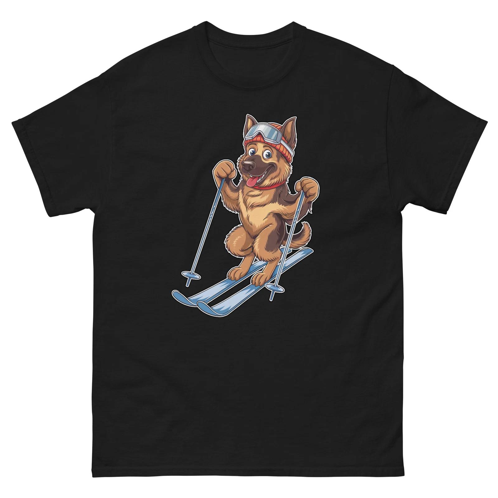 German Shepherd Skiing Fun Ski Skier Shirt T-Shirt 3XL