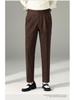 DFBOSS Gurkha Men's Slim Fit Dress Pants - Adjustable Waist, Straight Leg, Wrinkle-Free for Business Casual (Spring & Autumn)