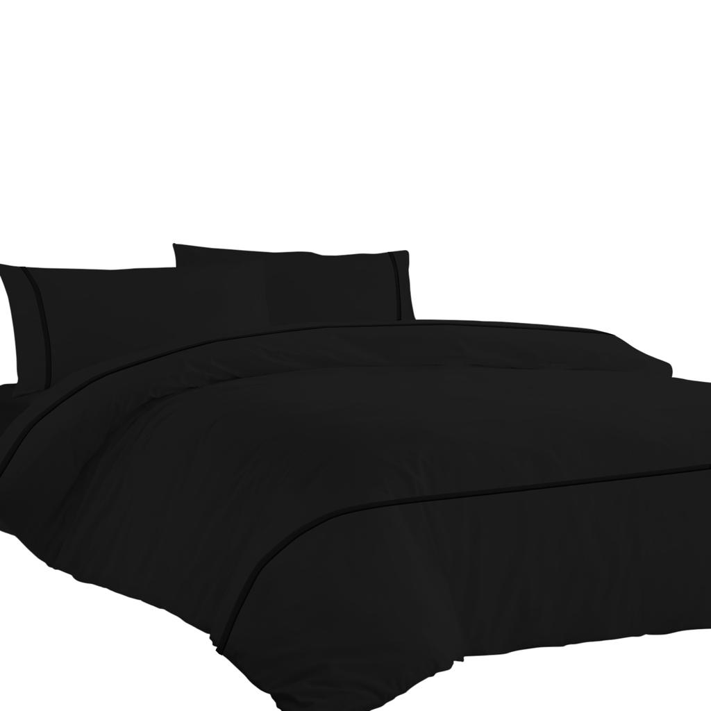 Aukščiausios kokybės 600TC egiptietiško medvilnės antklodės užvalkalų komplektas su stilingais horizontaliais kantais (3 vnt. rinkinys: 1 antklodės užvalkalas ir 2 pagalvių užvalkalai) - Kelių dydžių ir spalvų