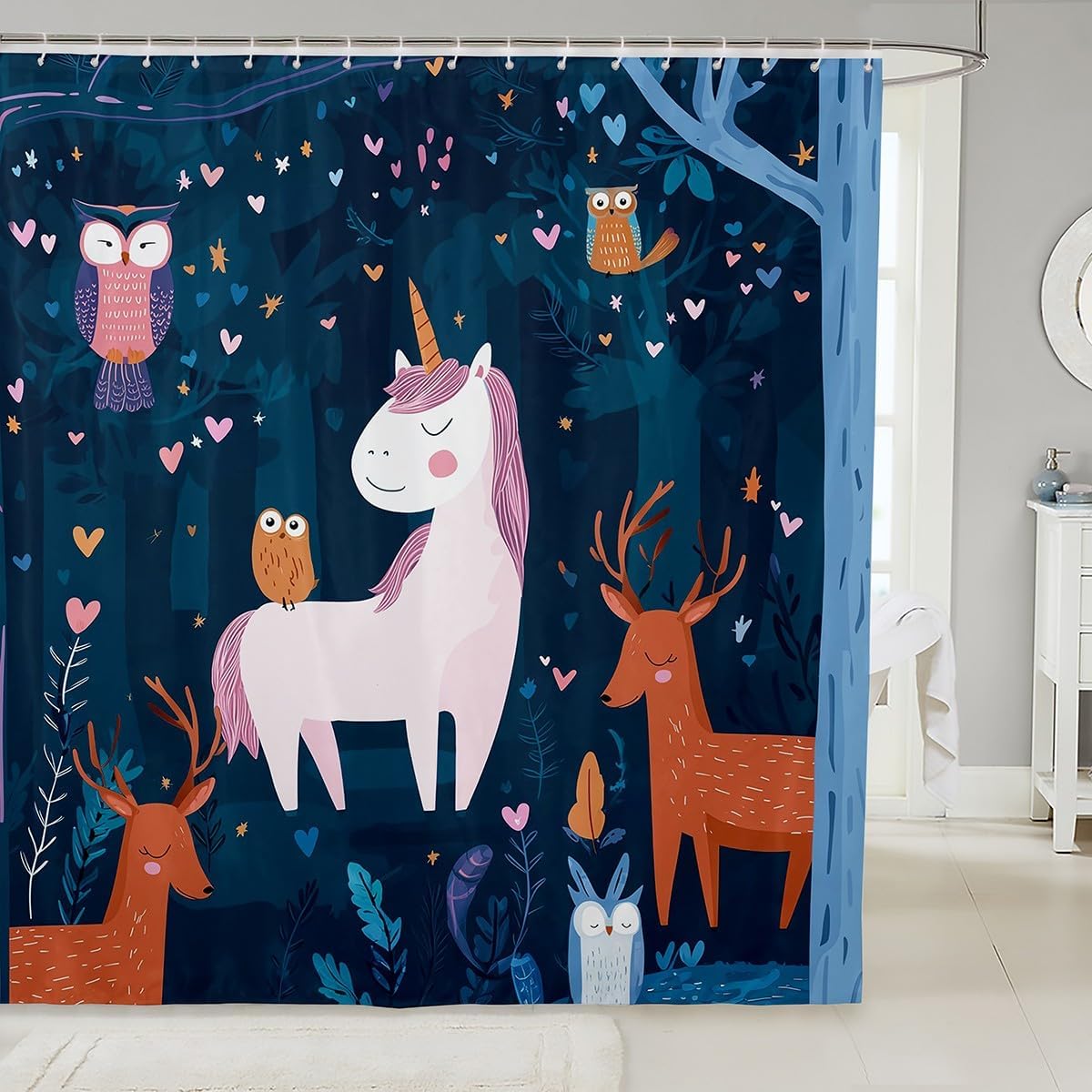 

Cartoon Dog Shower Curtain Cute Rainbow Bathroom Shower Curtain Sets | Pet Animals Paw Print Waterproof Bathroom Curtains Funny W60H190(CM)-1 Pcs