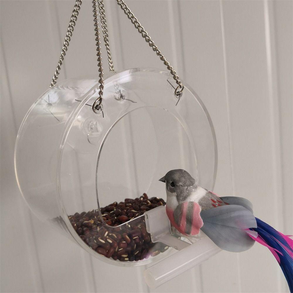 Clear Acrylic Bird House Outdoor Use On Glass, Balcony, Apartment for Bird Watching