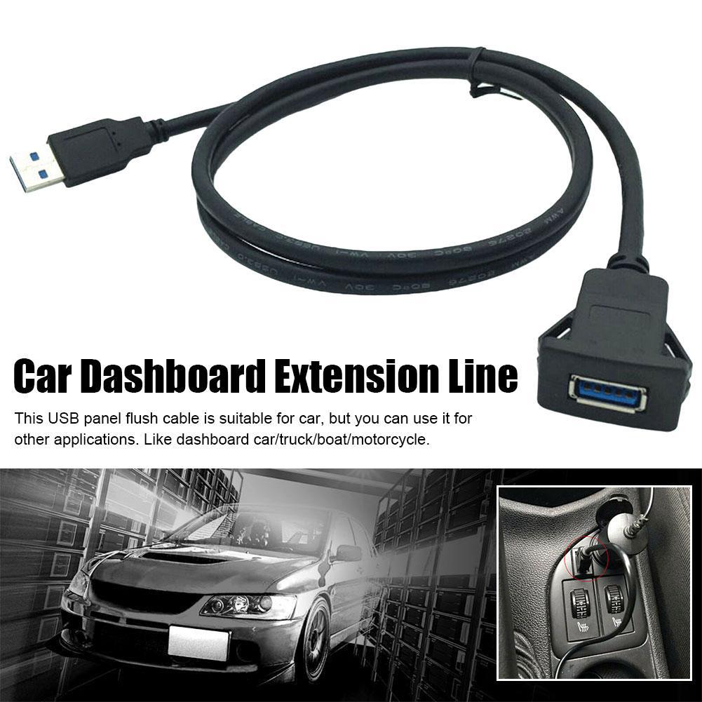 Car RV USB Socket Cabe USB2.0 Auto Car Flush Mount Extension Cord Dashboard Panel Square USB Cable 1M For Motorhome