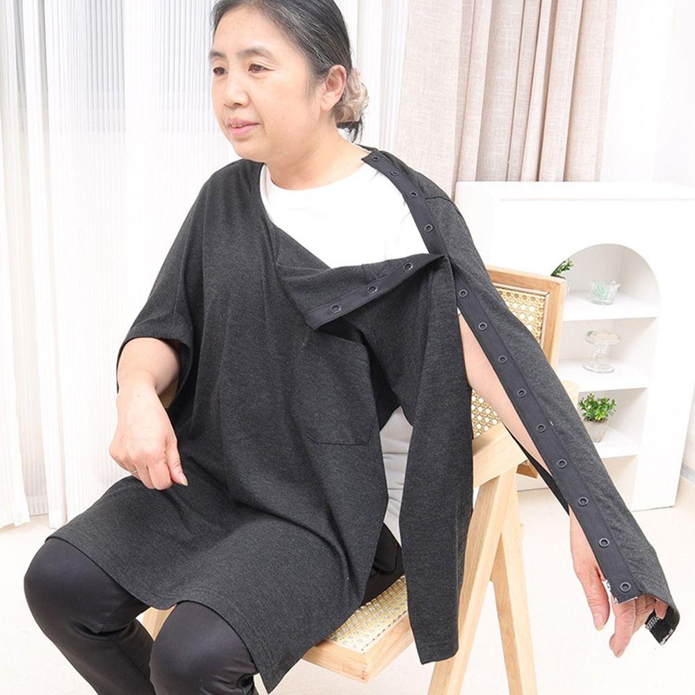 Convenient Bedridden Elderly Care Clothing Side Snap Button Tops Postoperative Recovery