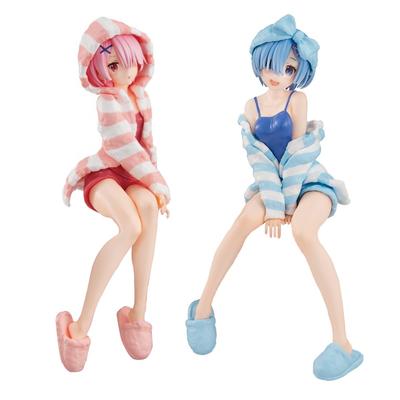 15CM Рем Аниме Фигура RE: Zero-Starting Life in Another World Ram Loungewear Sitting Model Noodle Stopper PVC Doll Toy