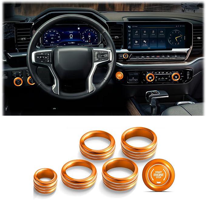 Chevrolet Silverado 22-23 Decorative Rings for A/C Knobs & Headlight Switches