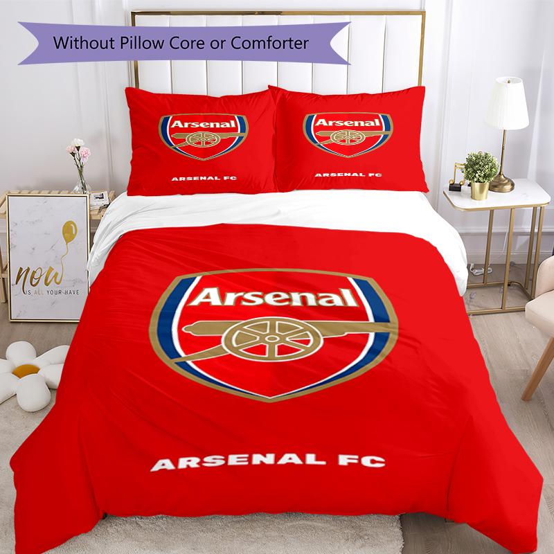 3pcs Arsenal F.C Bedding Set Duvet Cover Closure Includes 1 Duvet Cover & 2 Pillowcases, Soft and Comfortable for All Seasons.