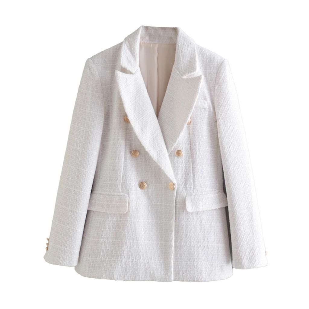 European and American style, new women's clothing, fashionable, casual, versatile fashion textured double-breasted coat