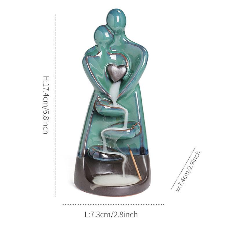 

European Embrace Love Statues Backflow Incense Burner, Ceramic, Home Interior Living Room Study Office Decor, Creative Gift, 1Pc
