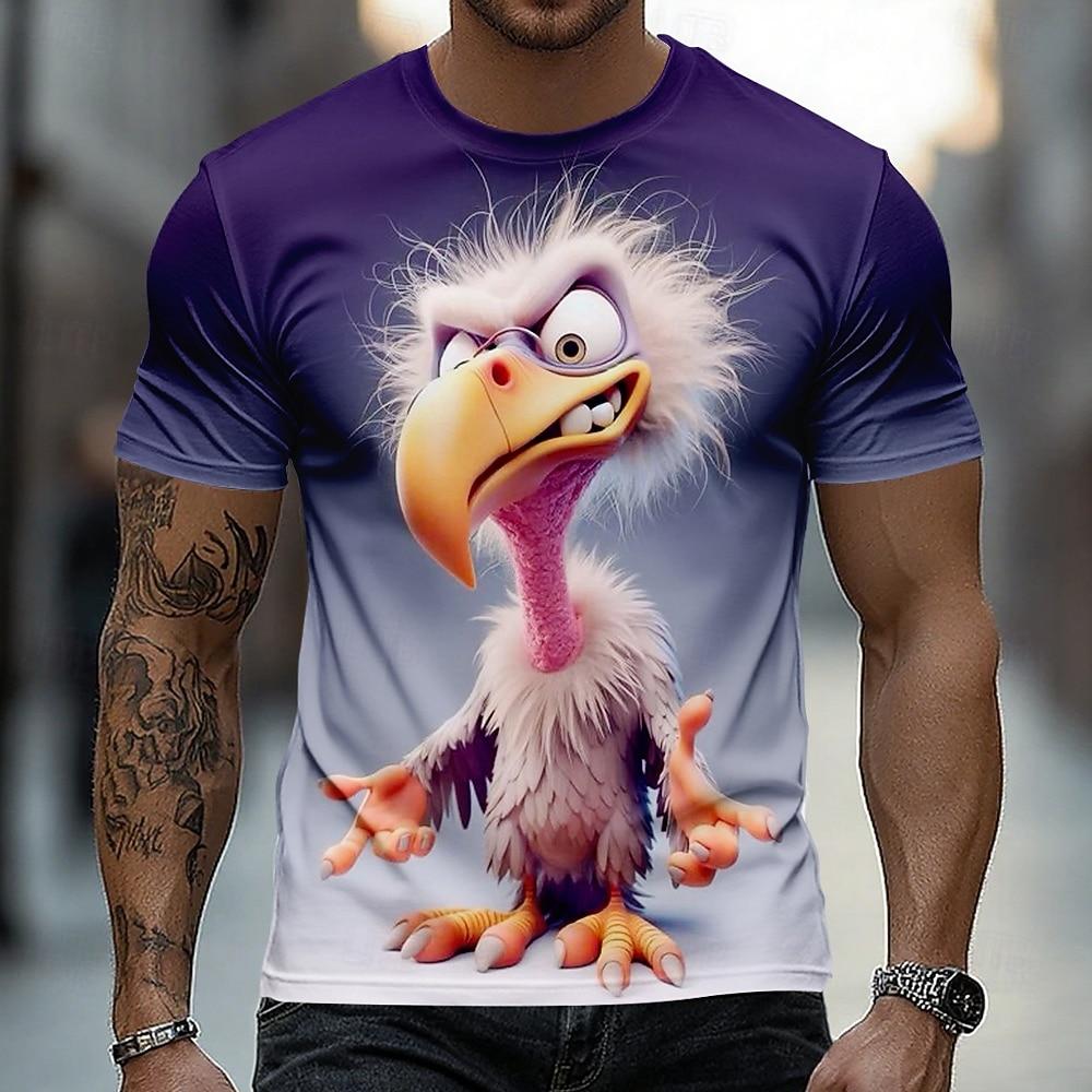 

Men s Animal Funny T Shirt Short Sleeve Crew Neck Shirt Exaggerated Designer Party Holiday Blue Black White Summer Spring Clothing XL