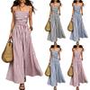 Women's Striped Spaghetti Strap Dress - High Waist A-Line Full Skirt for Summer and Casual Wear