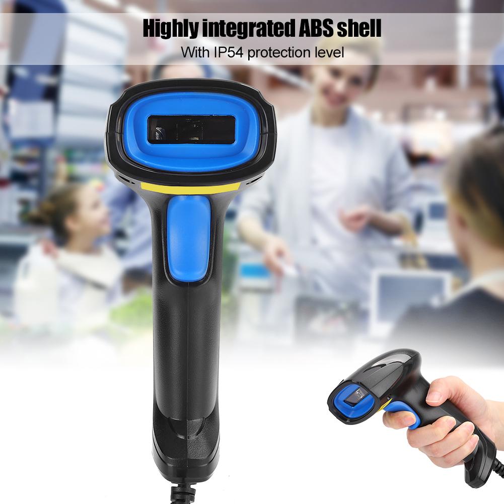 1D Code Scanner Barcode Reader Wired Ergonomic IP54 ABS Shell Wear Resistant Anti Fall(Wired