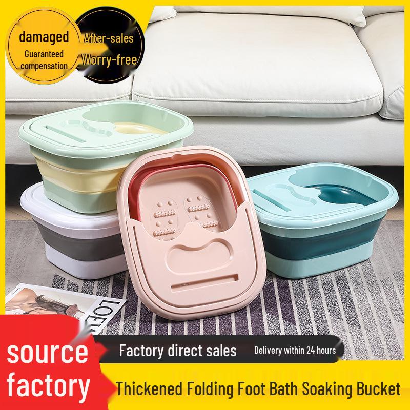 Portable Foldable Foot Bath & Massage Basin for Adults - Thickened Plastic Foot Soaking Bucket for Home & Dorm.
