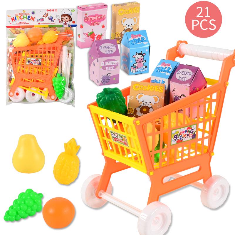 Children's Role-Playing Shopping Cart Toy with Fruits & Vegetables