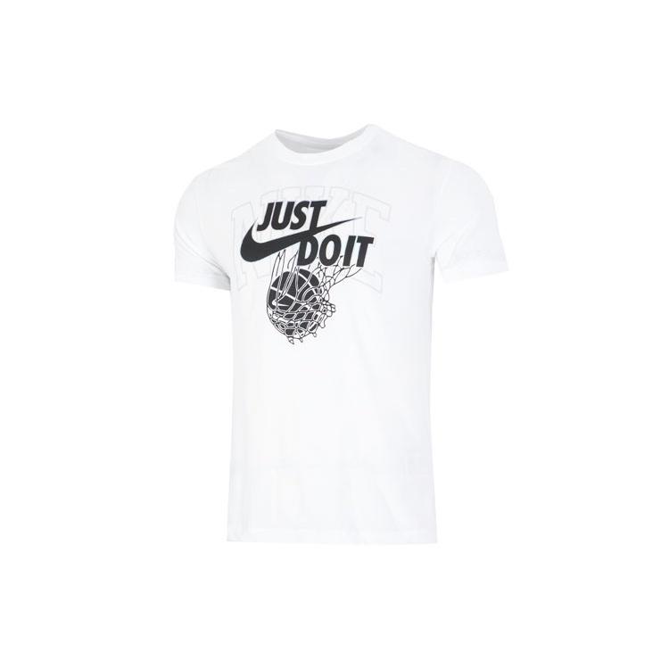 Men s Nike Just Do It Logo Alphabet Printing Round Neck Short Sleeve White T-Shirt DR7640-100 XL