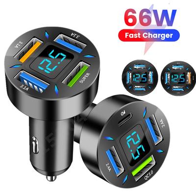 66w Auto Ladegerät USB Typ C Schnelle Lade Auto Telefon Adapter Für Iphone 13 12 Xiaomi Huawei Samsung S21 s22 Quick Charge 3,0