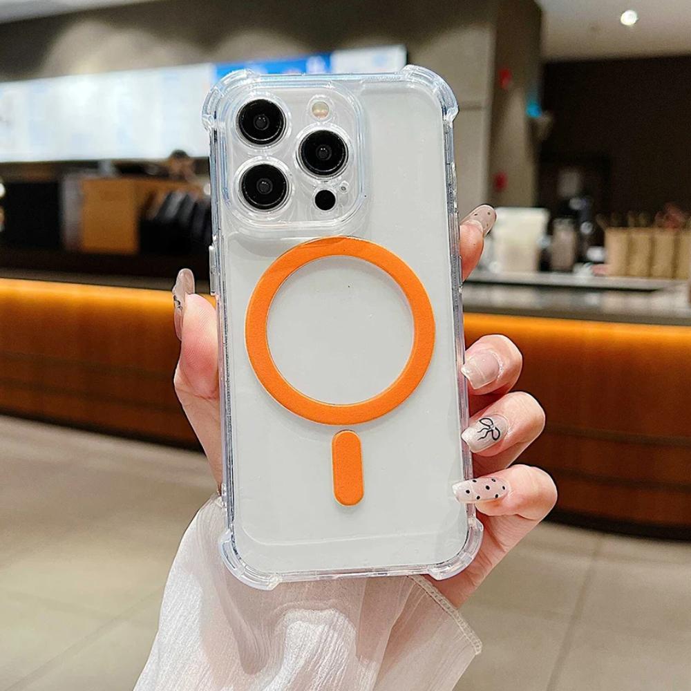 Strong Magnetic Magsafe Wireless Charging Transparent Case For iPhone 17Air 16 15 14 13 12 11 Pro Max Shockproof Silicone Clear Soft 7/8Plus XR Cover